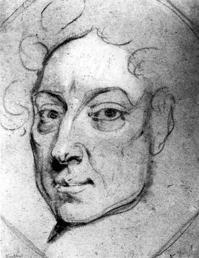 Retrato de Alexander Pope (1688-1744) (carvão sobre papel) de English School